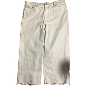 Talbots White Wide Crop Pants Women’s 14 — High Waist, Casual, Flawless Fit